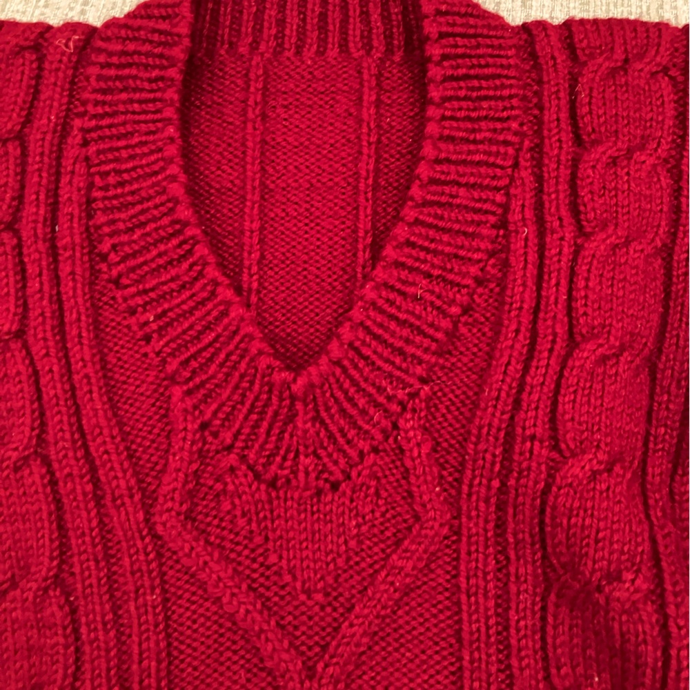 Handmade Wool V-Neck Cable Sweater
